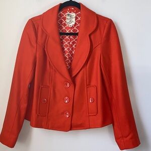 Tulle Women’s Cropped Vibrant Orange Wool blend Jacket size Medium